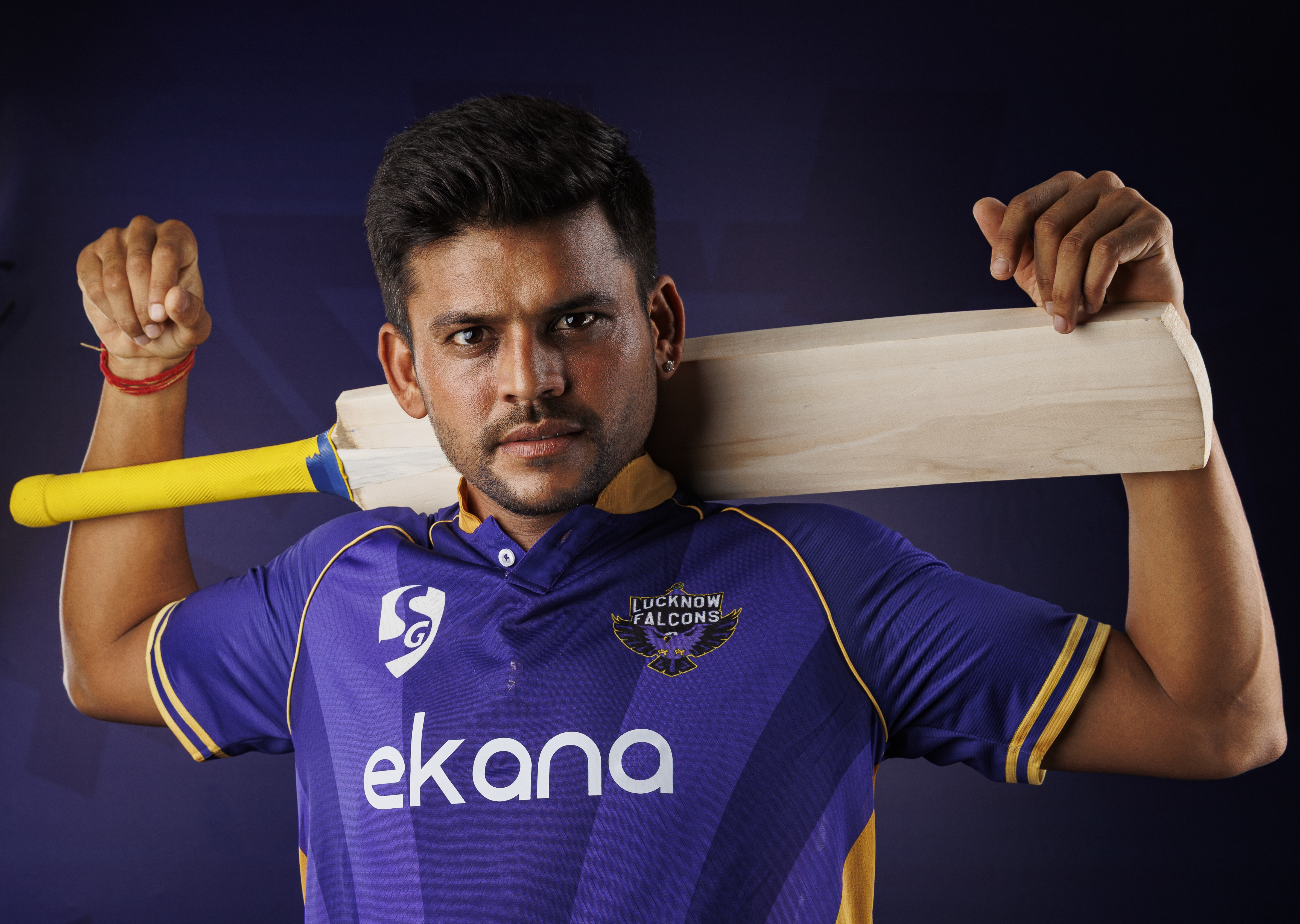 Priyam Garg of Lucknow Falcons gaze. One of Lucknow Falcons’ UPT20 Season 4 game‑changers, carrying Lucknow’s pride and the hunger to take this franchise higher in India’s biggest state T20 league.Photos by: s Saikat Das